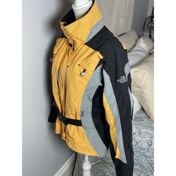 The North Face Womens Hyvent Jacket Ski Shell Yellow Size 10 Vintage Belted - Picture 5 of 8